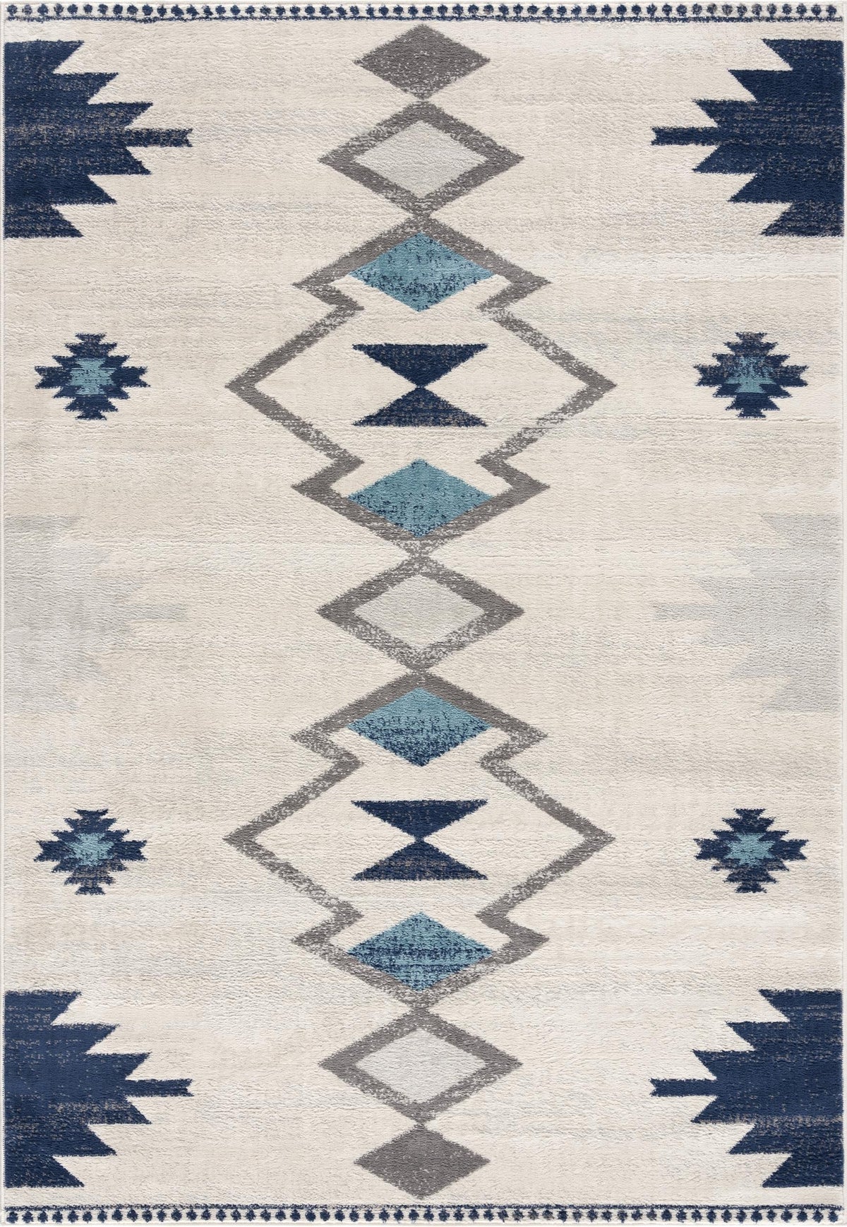 Mesa Southwestern Contemporary Blue and Beige Indoor Rug