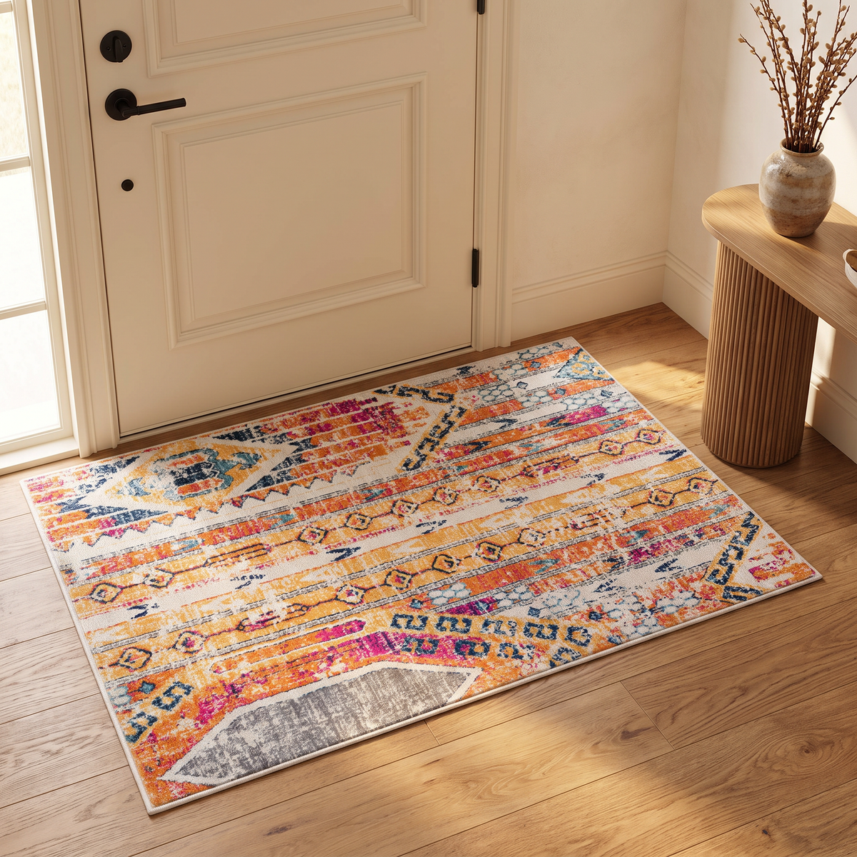 Zaria Boho Contemporary Yellow and Beige Indoor Rug
