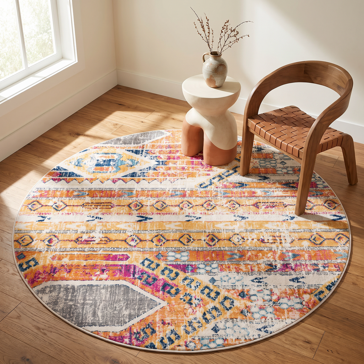 Zaria Boho Contemporary Yellow and Beige Indoor Rug