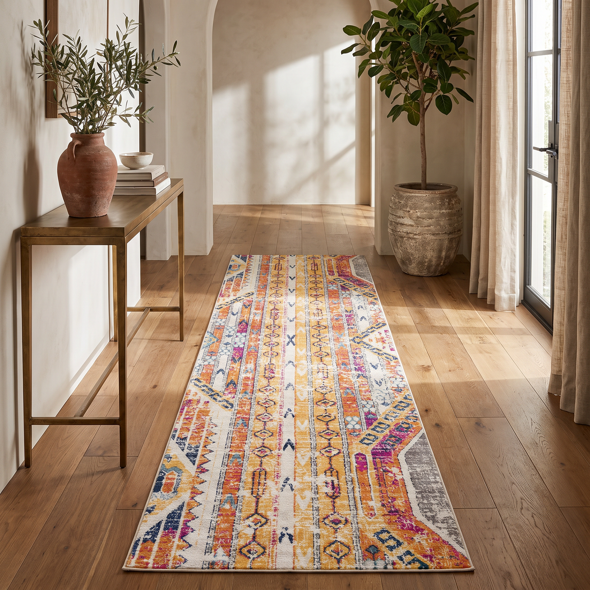 Zaria Boho Contemporary Yellow and Beige Indoor Rug