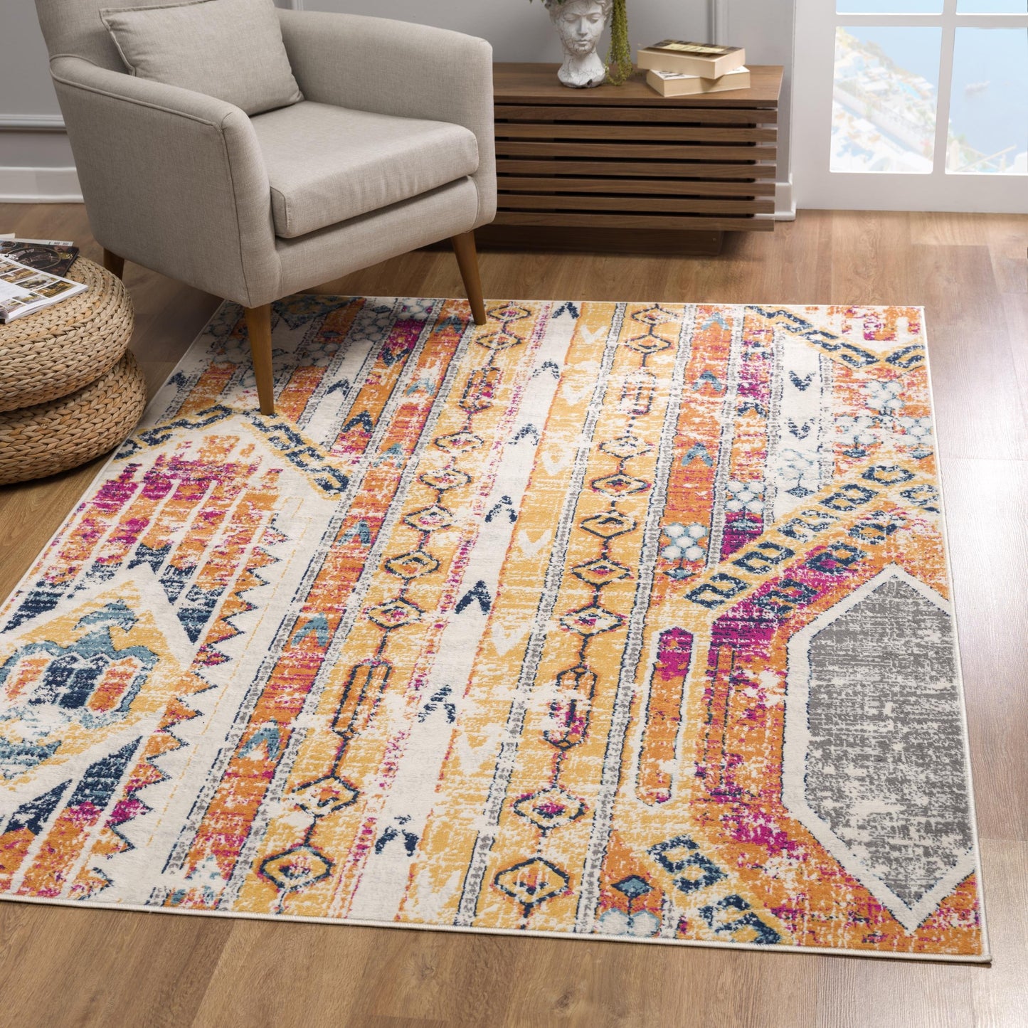 Alfombra amarilla moderna Savannah Boho