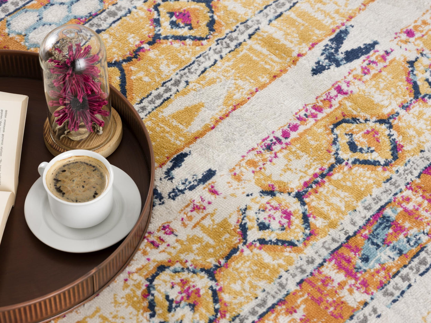 Alfombra amarilla moderna Savannah Boho