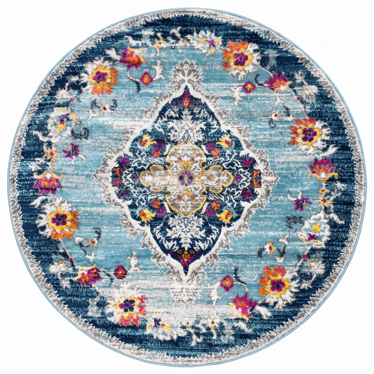 Anara Floral Traditional Blue Indoor Rug