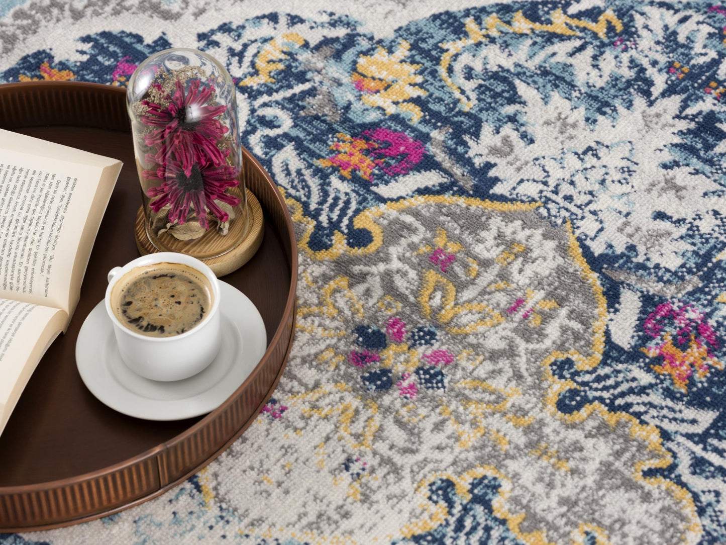 Anara Floral Traditional Blue Indoor Rug