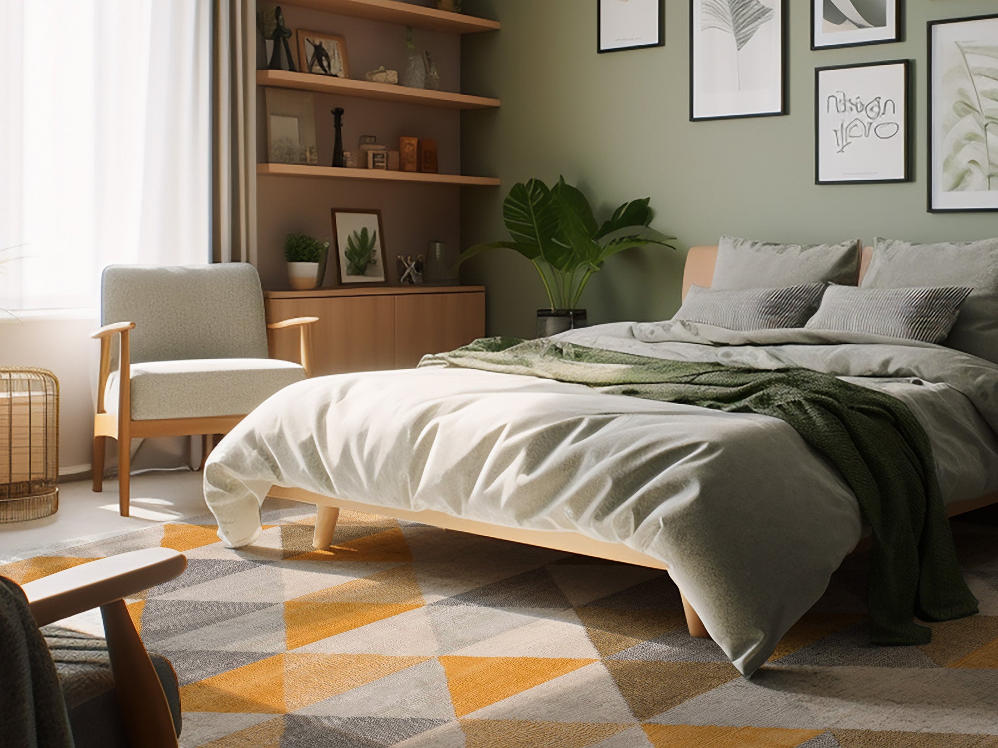 Geometric Mid-Century Modern Indoor Area Rug