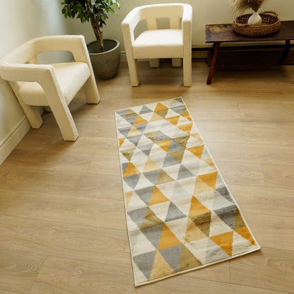 Solvi Geometric Contemporary Yellow and Beige Indoor Rug
