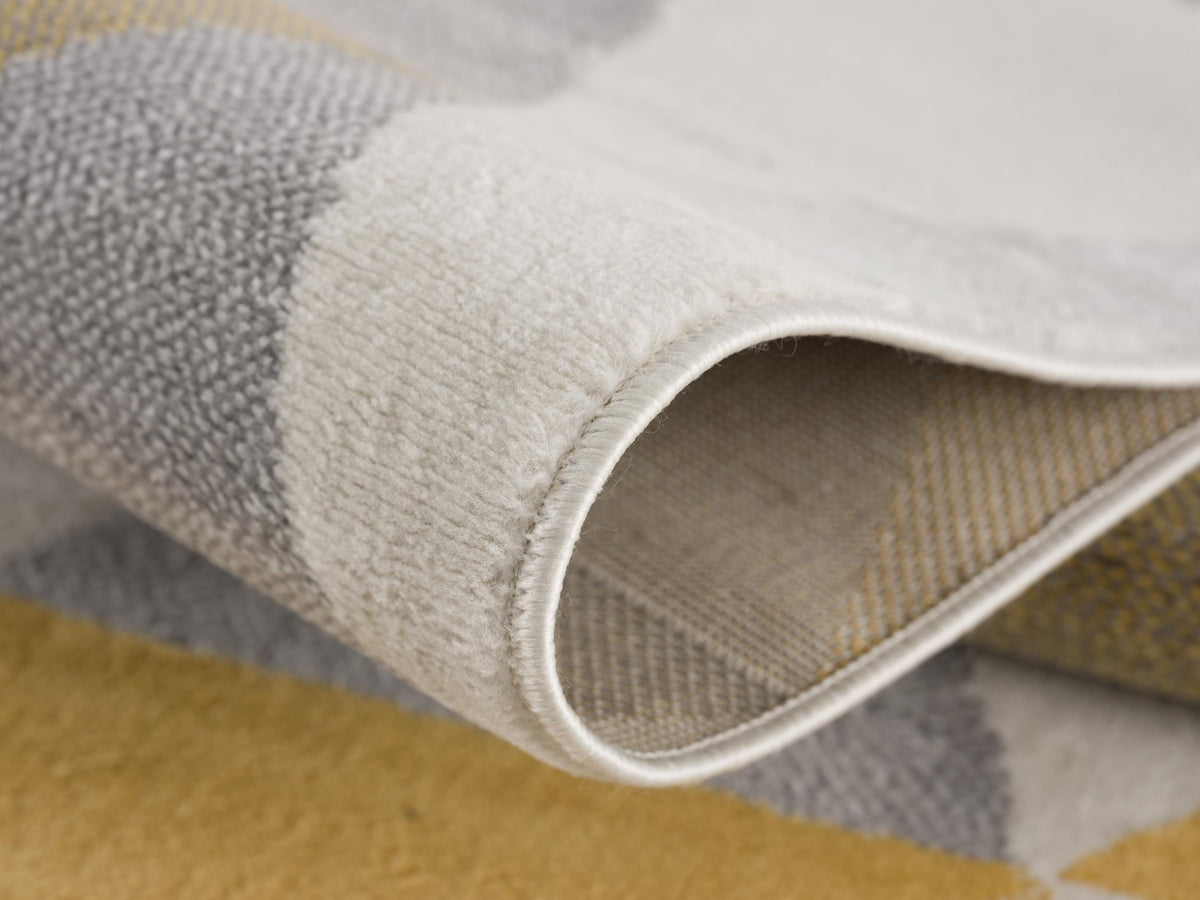 Solvi Geometric Contemporary Yellow and Beige Indoor Rug