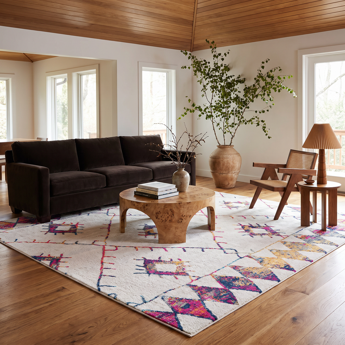 Kenza Boho Traditional Beige Indoor Rug