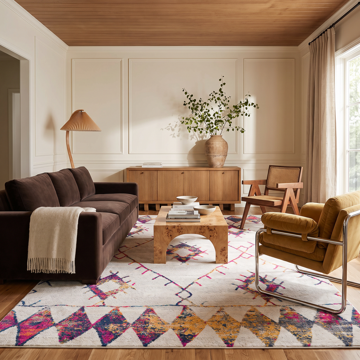 Kenza Boho Traditional Beige Indoor Rug