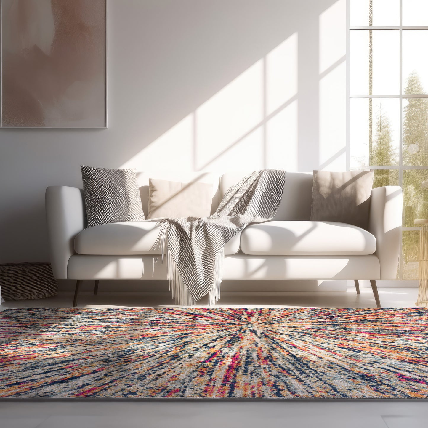 Tapis beige géométrique moderne Mid-Century Savannah
