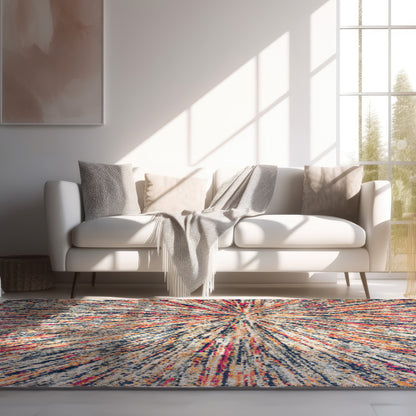 Tapis beige géométrique moderne Mid-Century Savannah