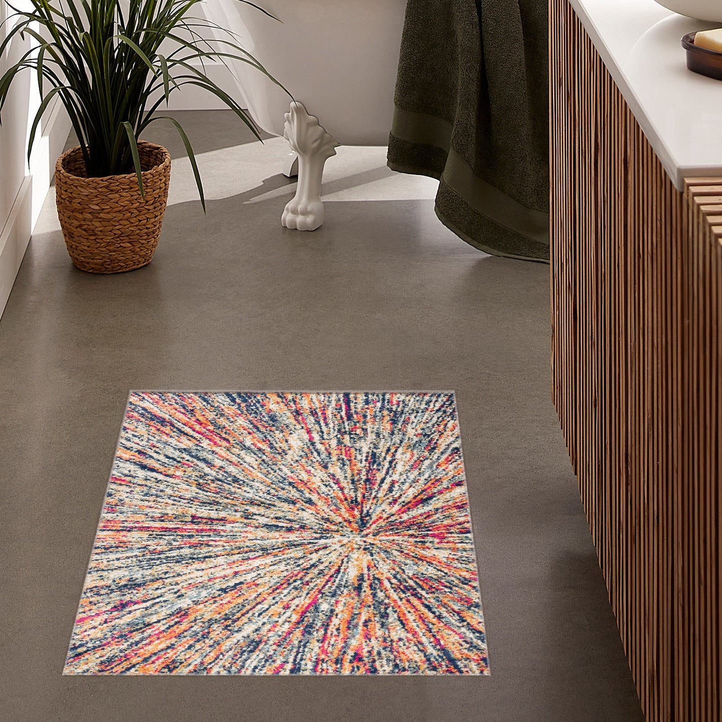 Tapis beige géométrique moderne Mid-Century Savannah