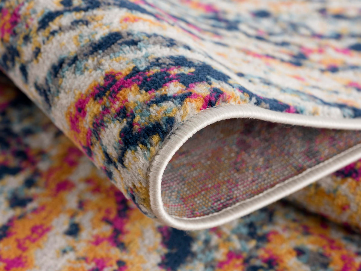 Nova Abstract Contemporary Blue and Cream Indoor Rug