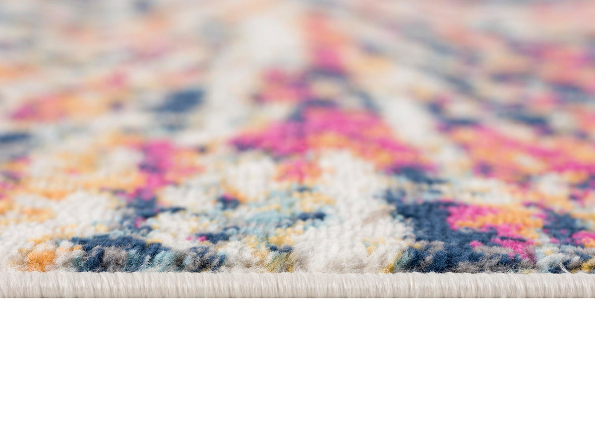 Nova Abstract Contemporary Blue and Cream Indoor Rug