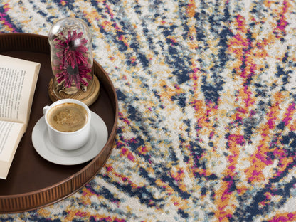 Alfombra geométrica beige moderna de mediados de siglo de Savannah