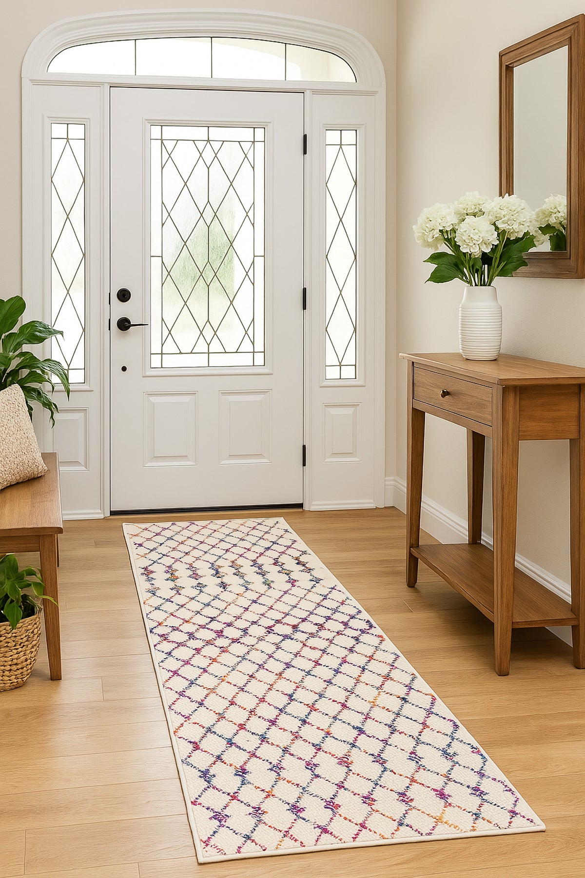 Nomia Boho Contemporary Beige and Blue Indoor Rug