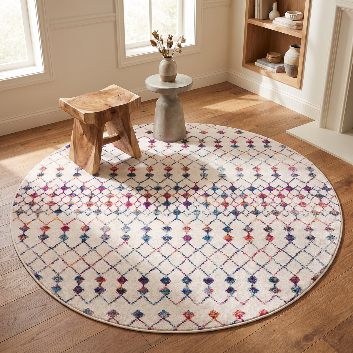 Nomia Boho Contemporary Beige and Blue Indoor Rug