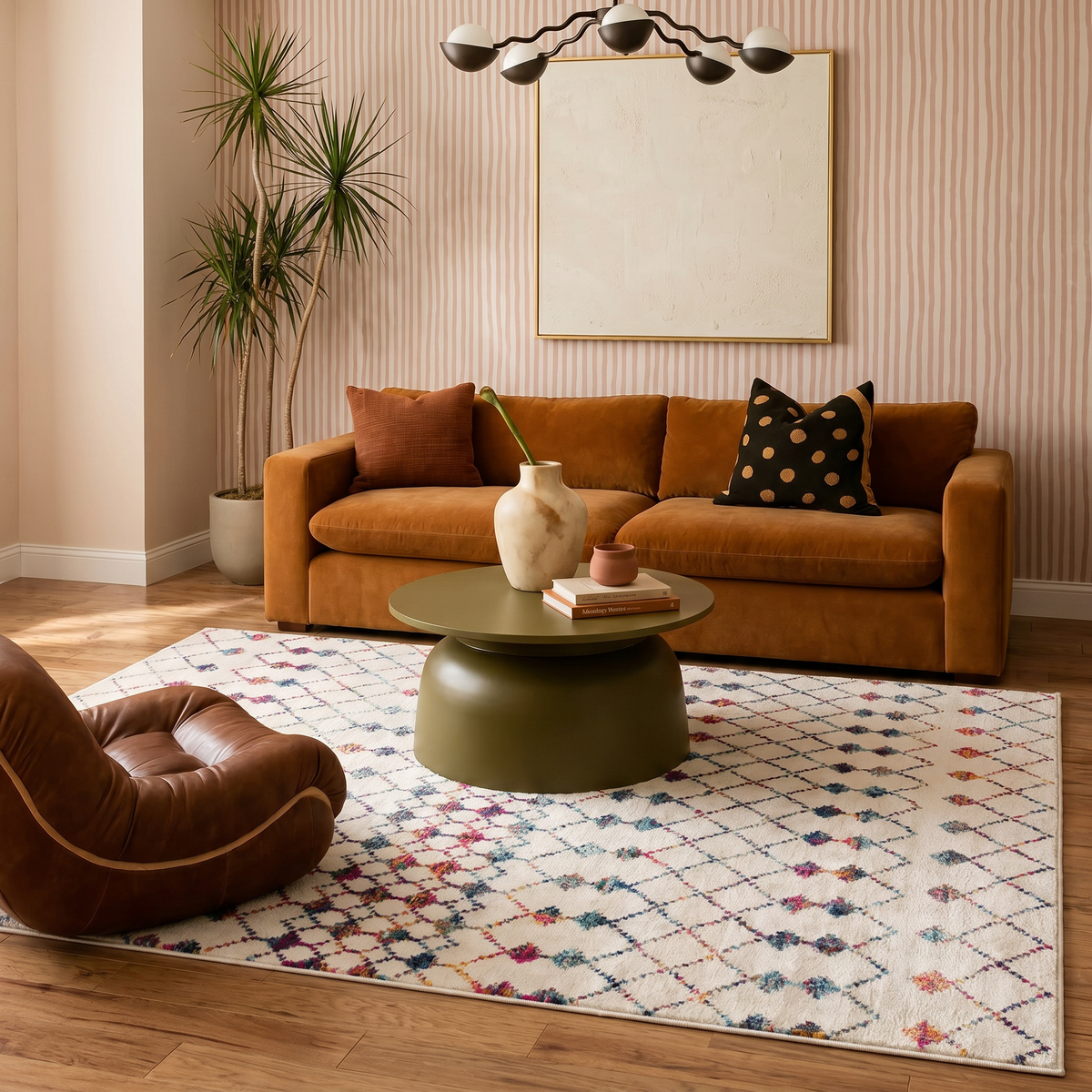 Nomia Boho Contemporary Beige and Blue Indoor Rug