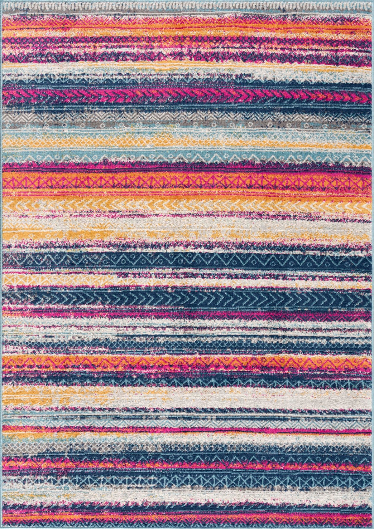 Solana Boho Contemporary Pink and Blue Indoor Rug
