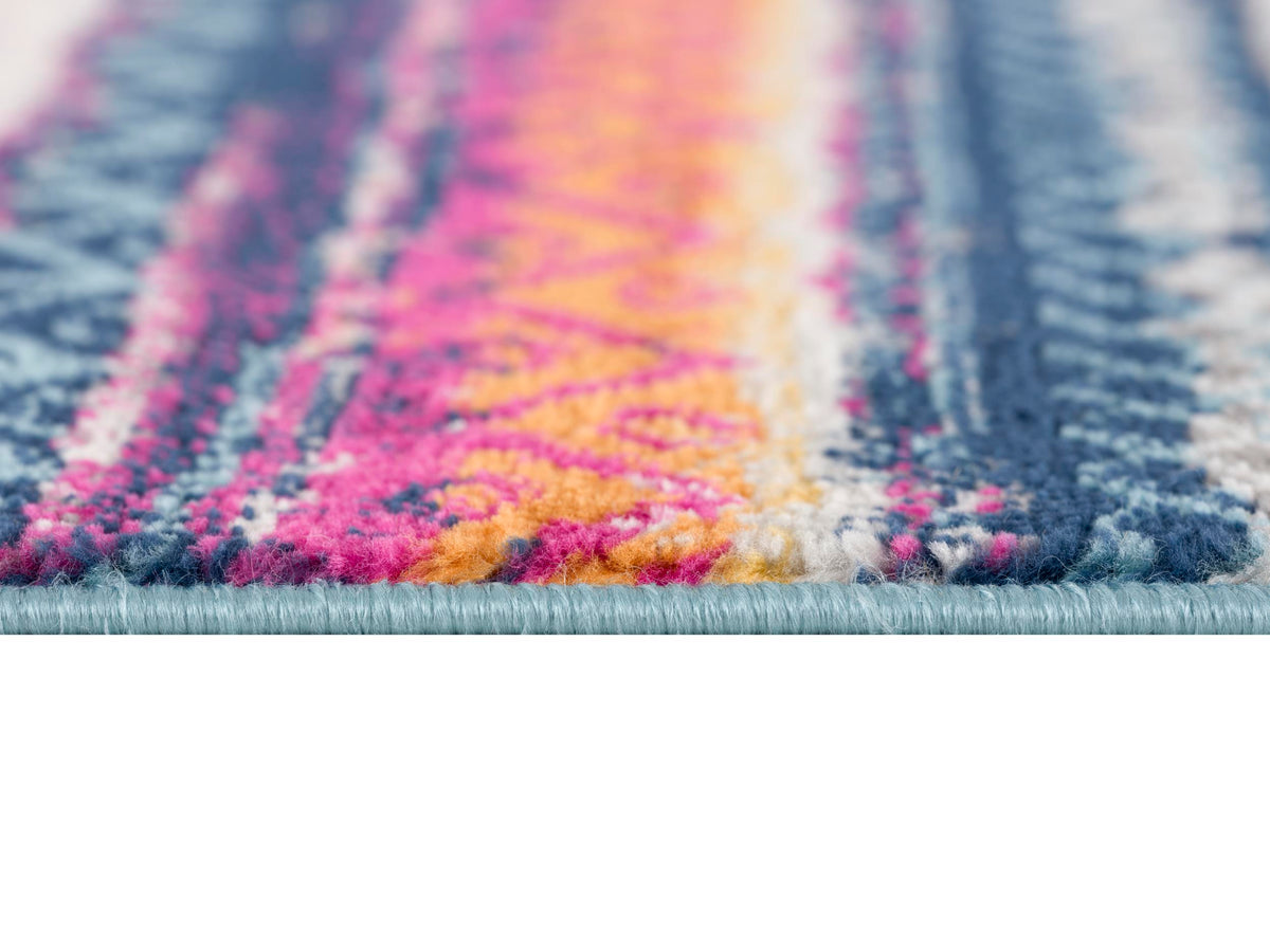 Solana Boho Contemporary Pink and Blue Indoor Rug