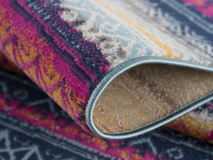 Alfombra azul contemporánea Savannah Boho