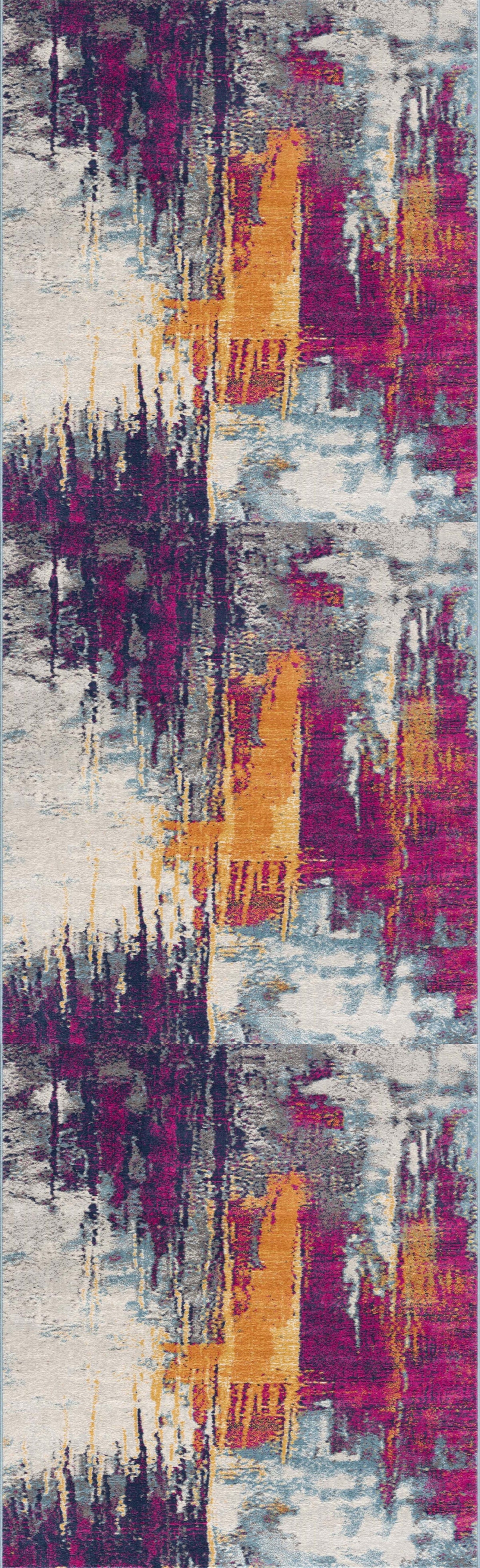 Zora Abstract Contemporary Purple and Orange Indoor Rug