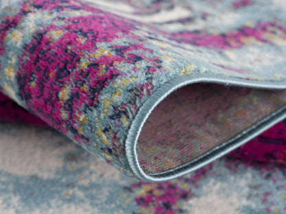 Alfombra abstracta morada moderna de mediados de siglo de Savannah