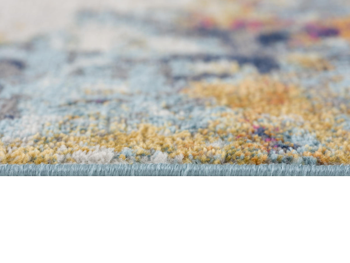 Ziya Abstract Distressed Contemporary Yellow and Blue Indoor Rug