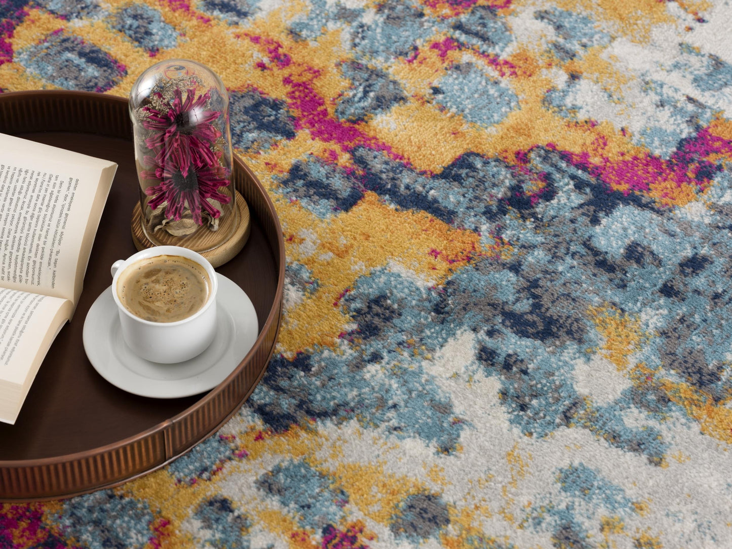Alfombra abstracta amarilla Savannah Boho