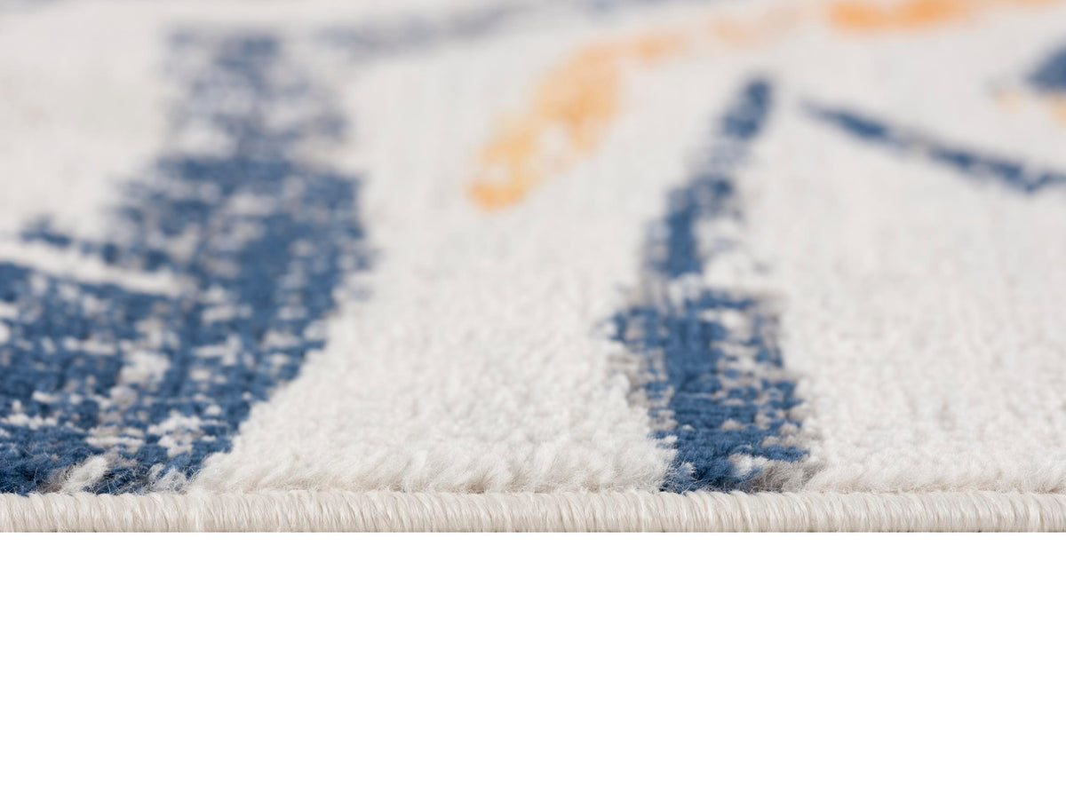 Zola Abstract Wave Contemporary Beige and Blue Indoor Rug