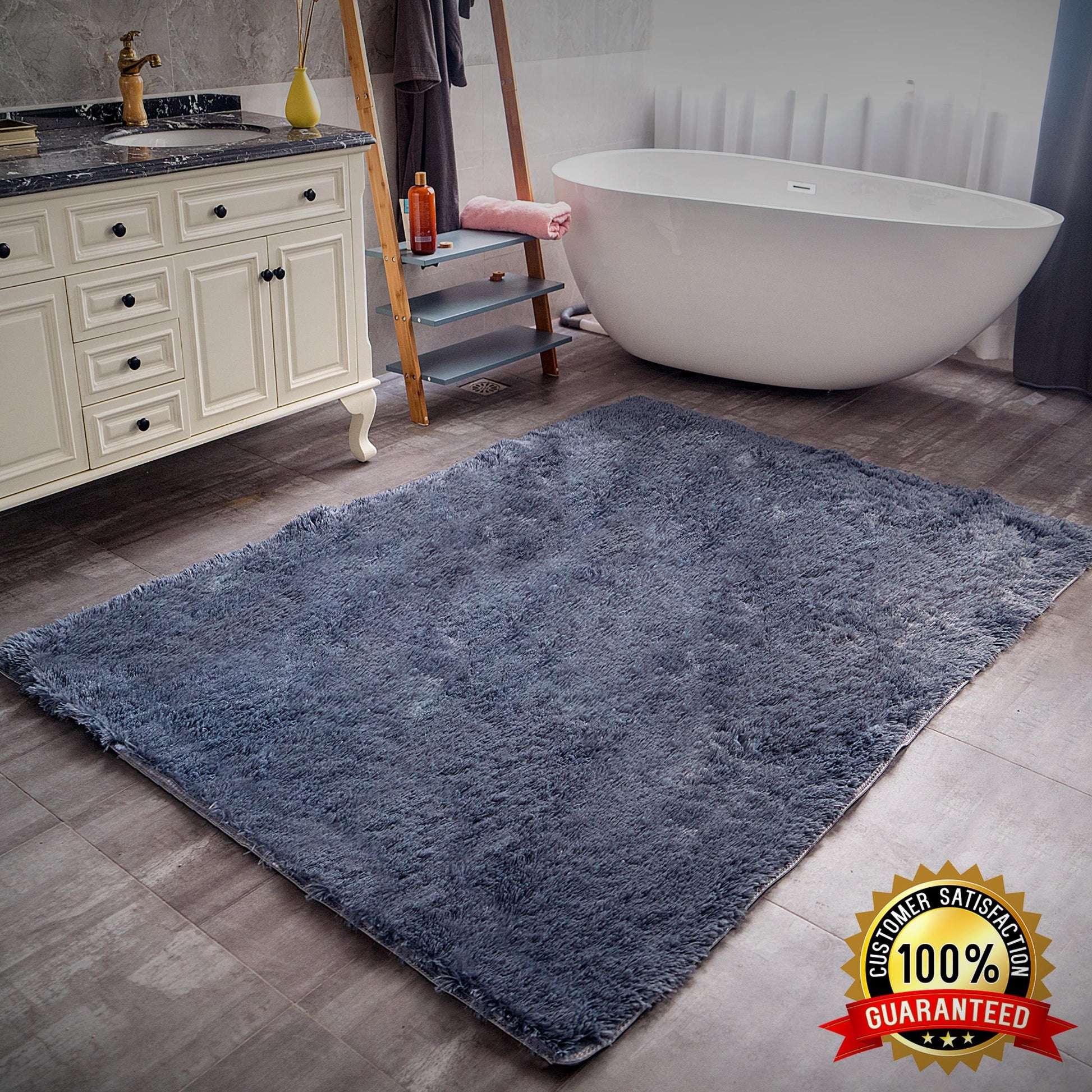 Alba Solid Contemporary Grey Plush Indoor Rug-11