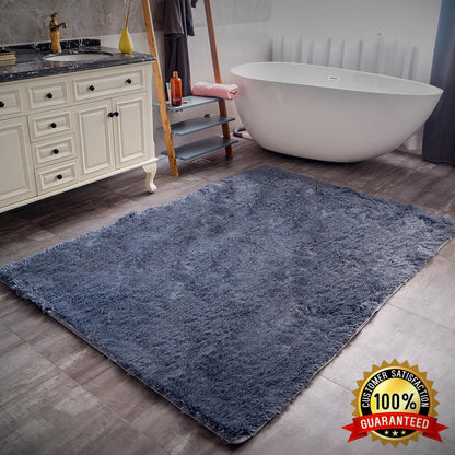 Alba Solid Contemporary Grey Plush Indoor Rug-11