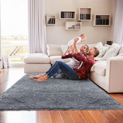 Alba Solid Contemporary Grey Plush Indoor Rug-13