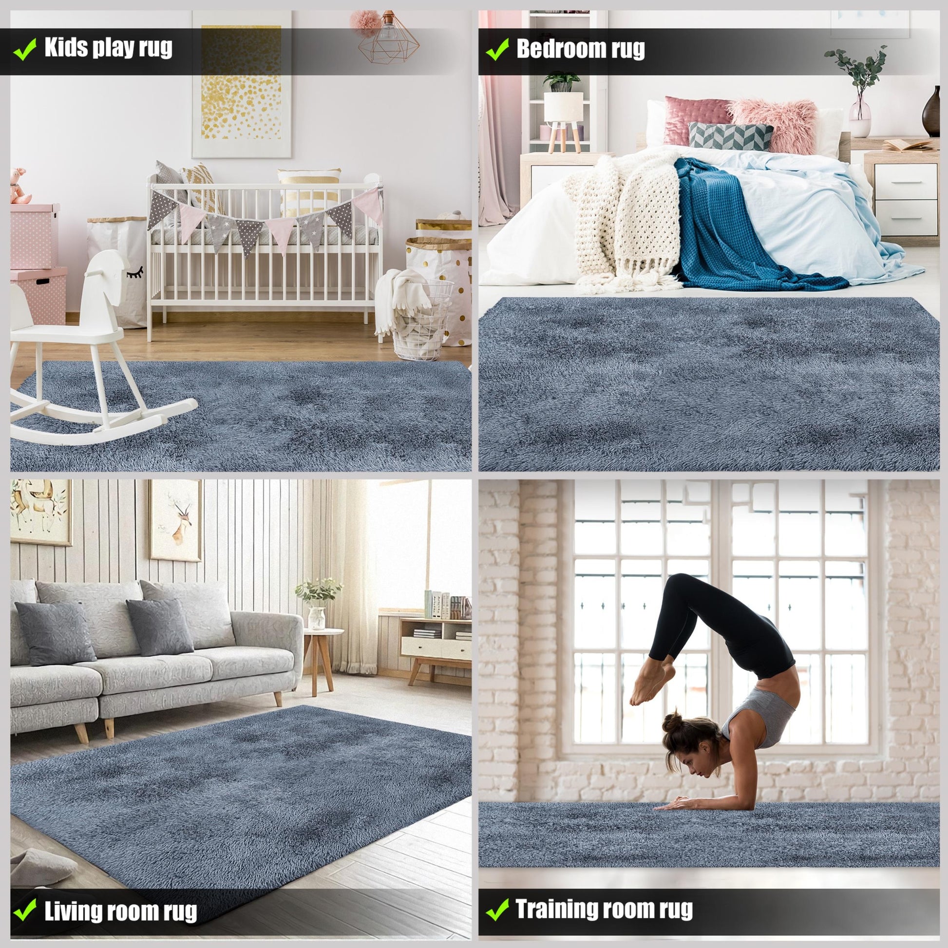 Alba Solid Contemporary Grey Plush Indoor Rug-18