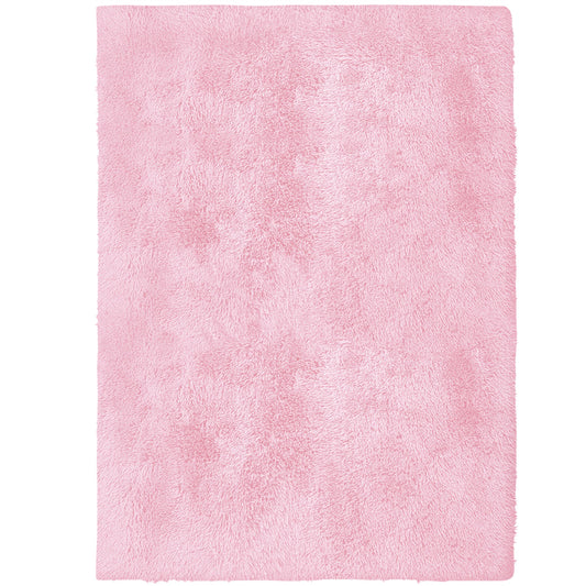 Alfombra de interior lisa de felpa peluda rosa