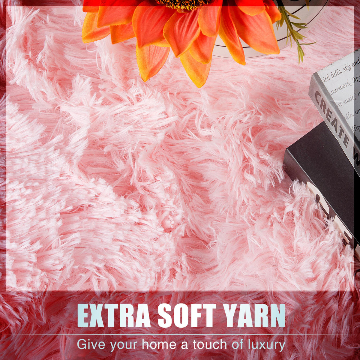 Alba Solid Contemporary Pink Plush Indoor Rug