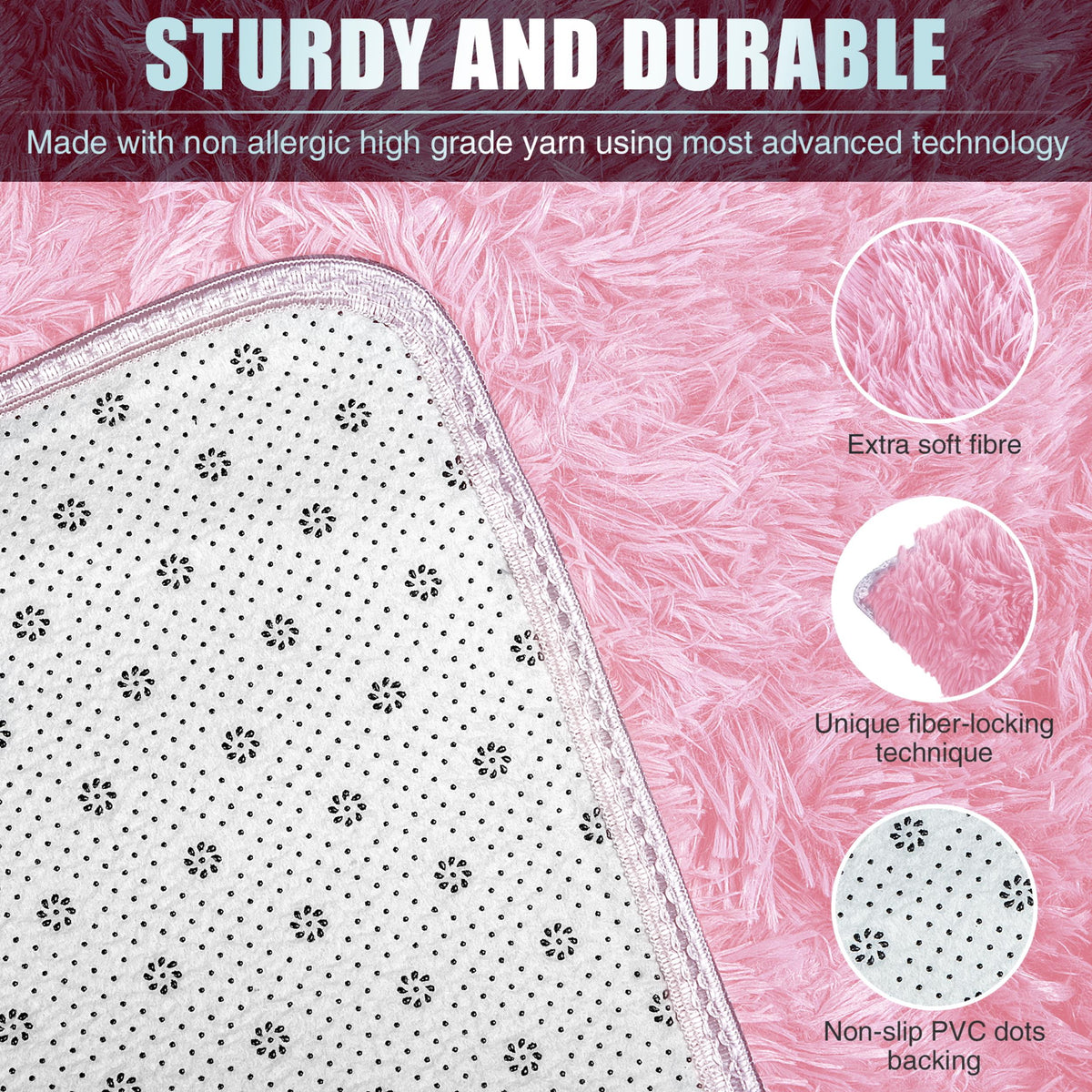 Alba Solid Contemporary Pink Plush Indoor Rug