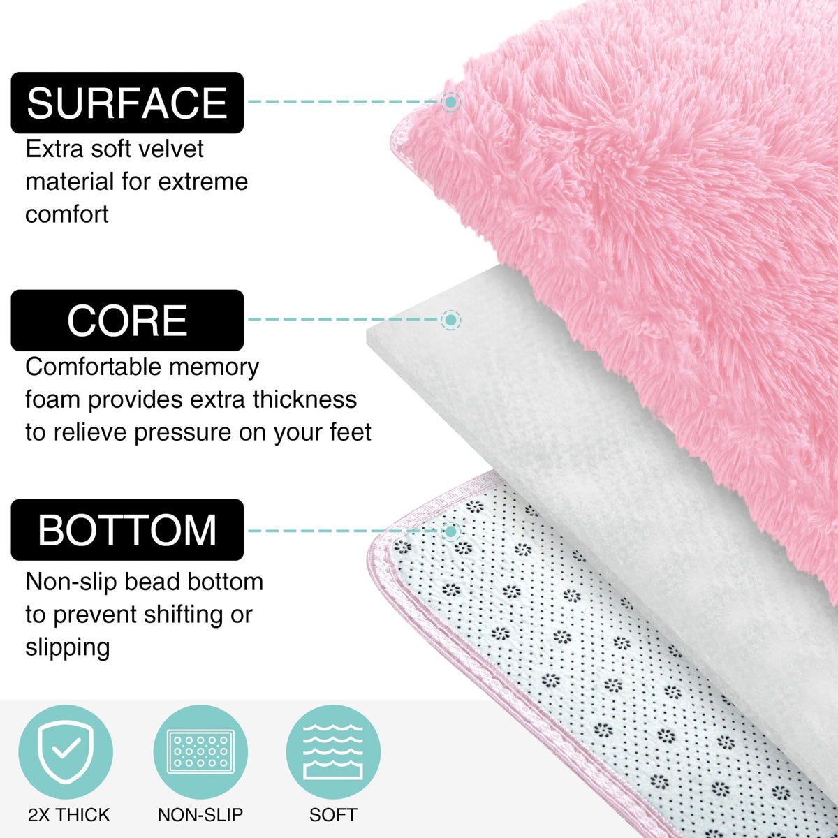 Alba Solid Contemporary Pink Plush Indoor Rug