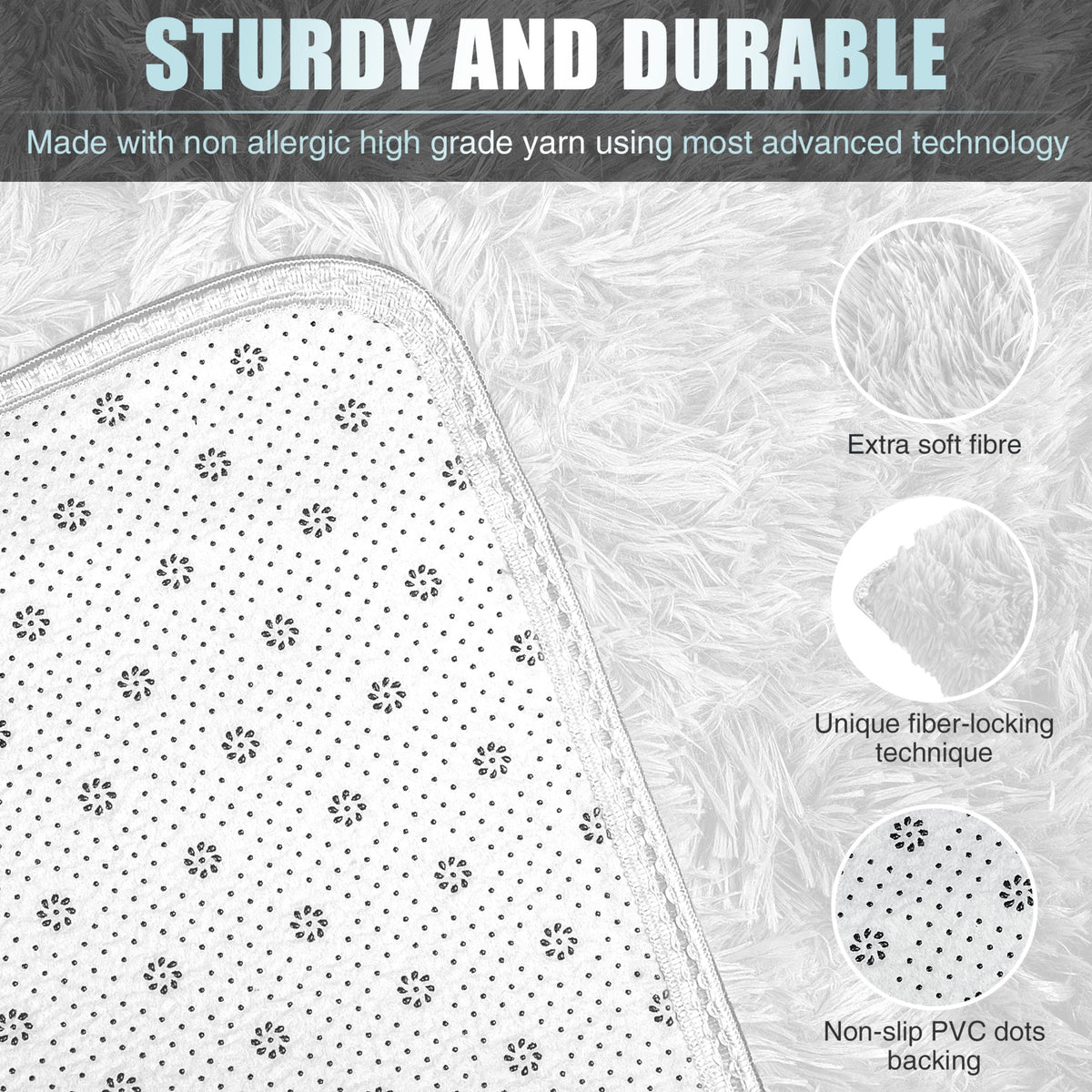 Alba Solid Contemporary White Plush Indoor Rug