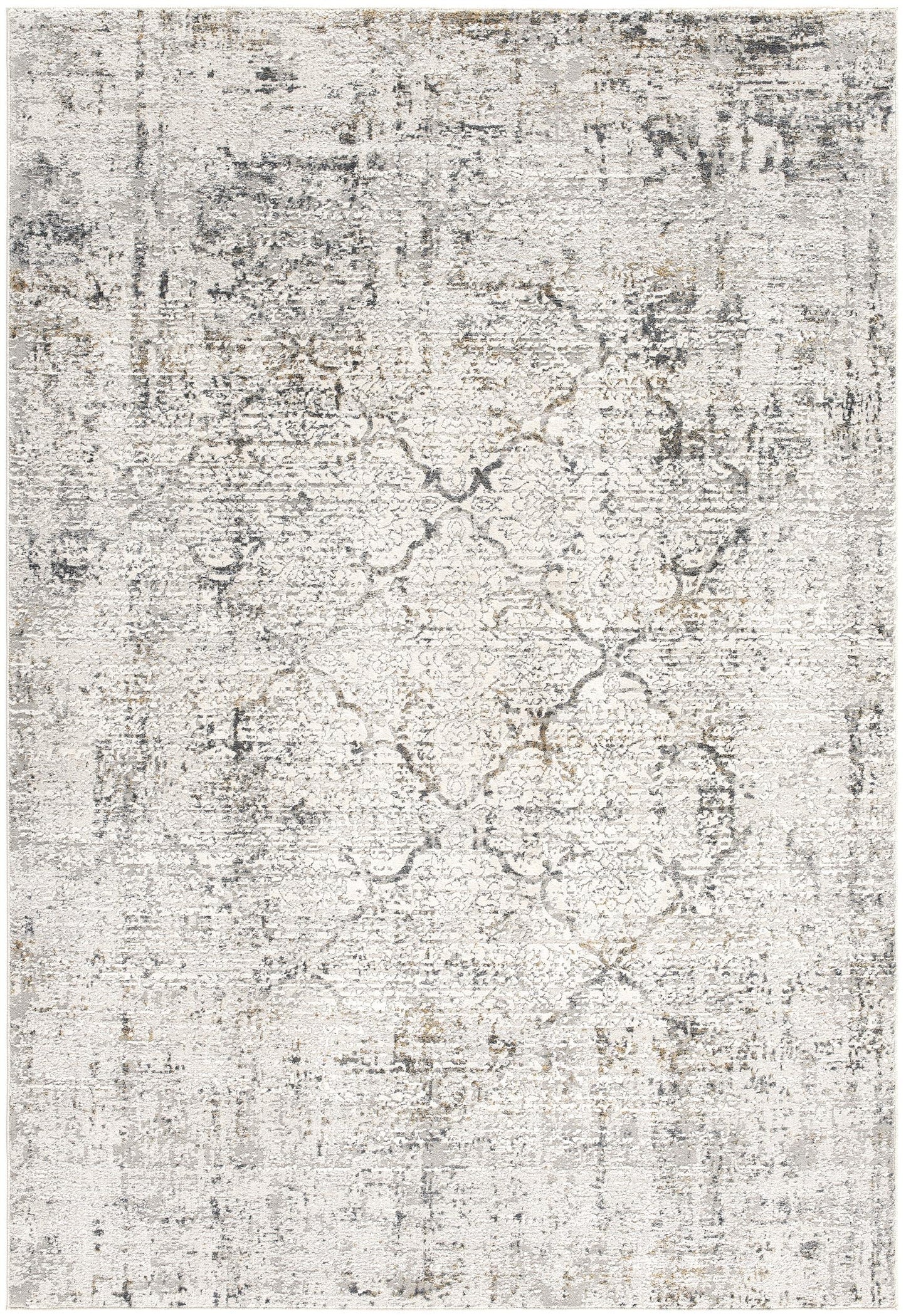 Mirelle Distressed Trellis Contemporary Grey and Cream Indoor Rug-3