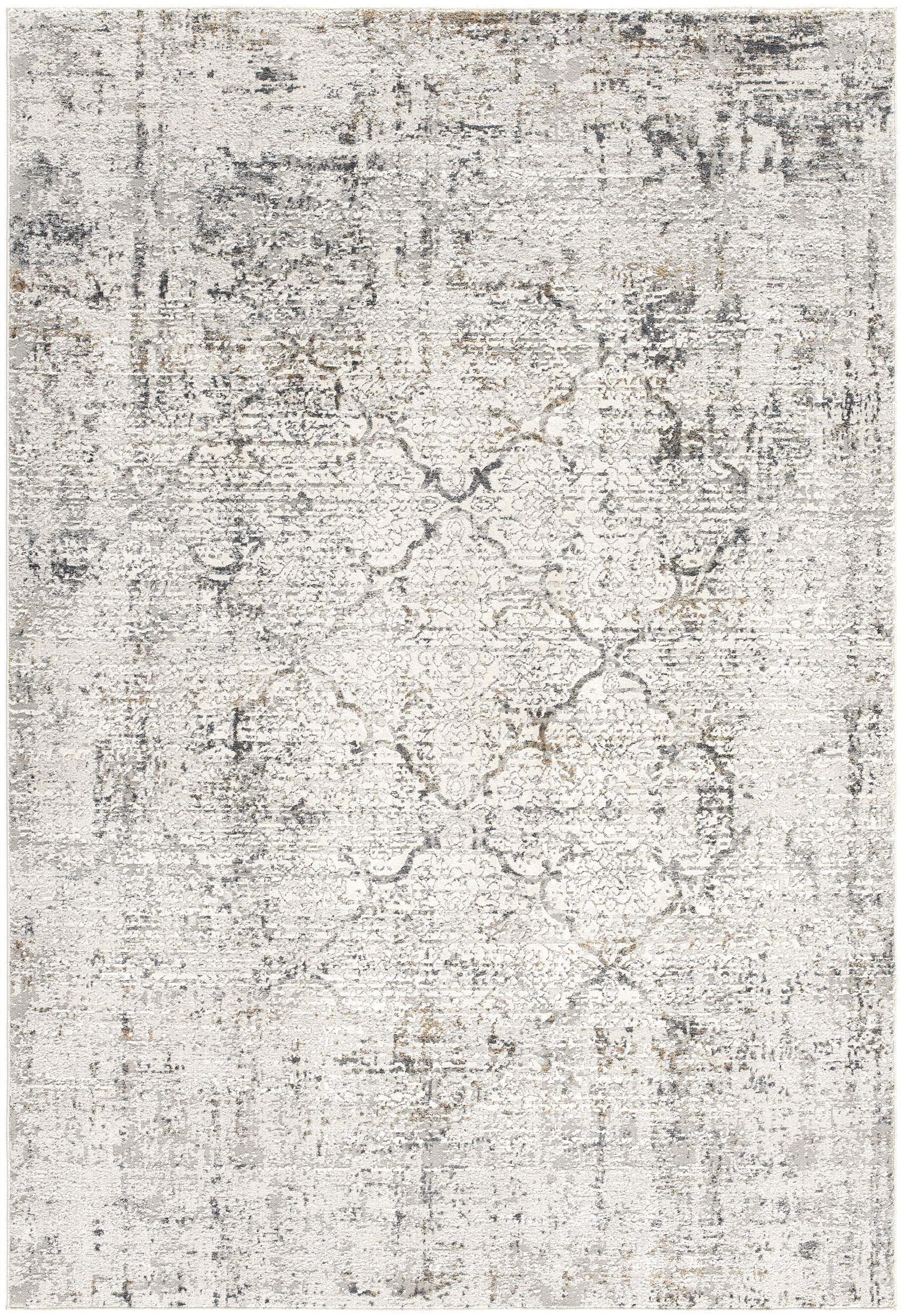 Mirelle Distressed Trellis Contemporary Grey and Cream Indoor Rug-3