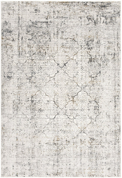 Mirelle Distressed Trellis Contemporary Grey and Cream Indoor Rug-3