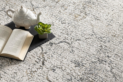 Mirelle Distressed Trellis Contemporary Grey and Cream Indoor Rug-12
