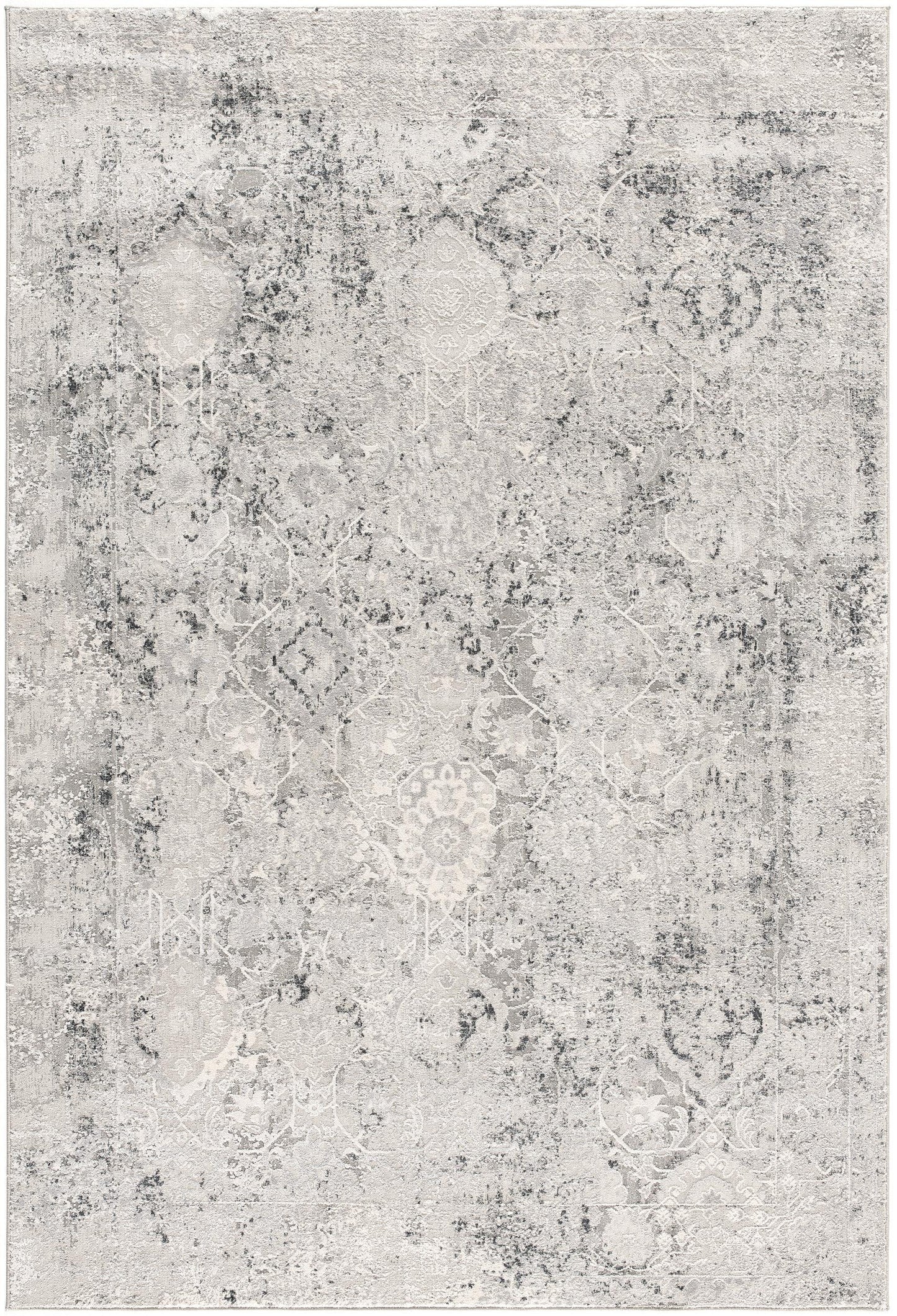 Haven Distressed Medallion Transitional Grey and Beige Indoor Rug-3