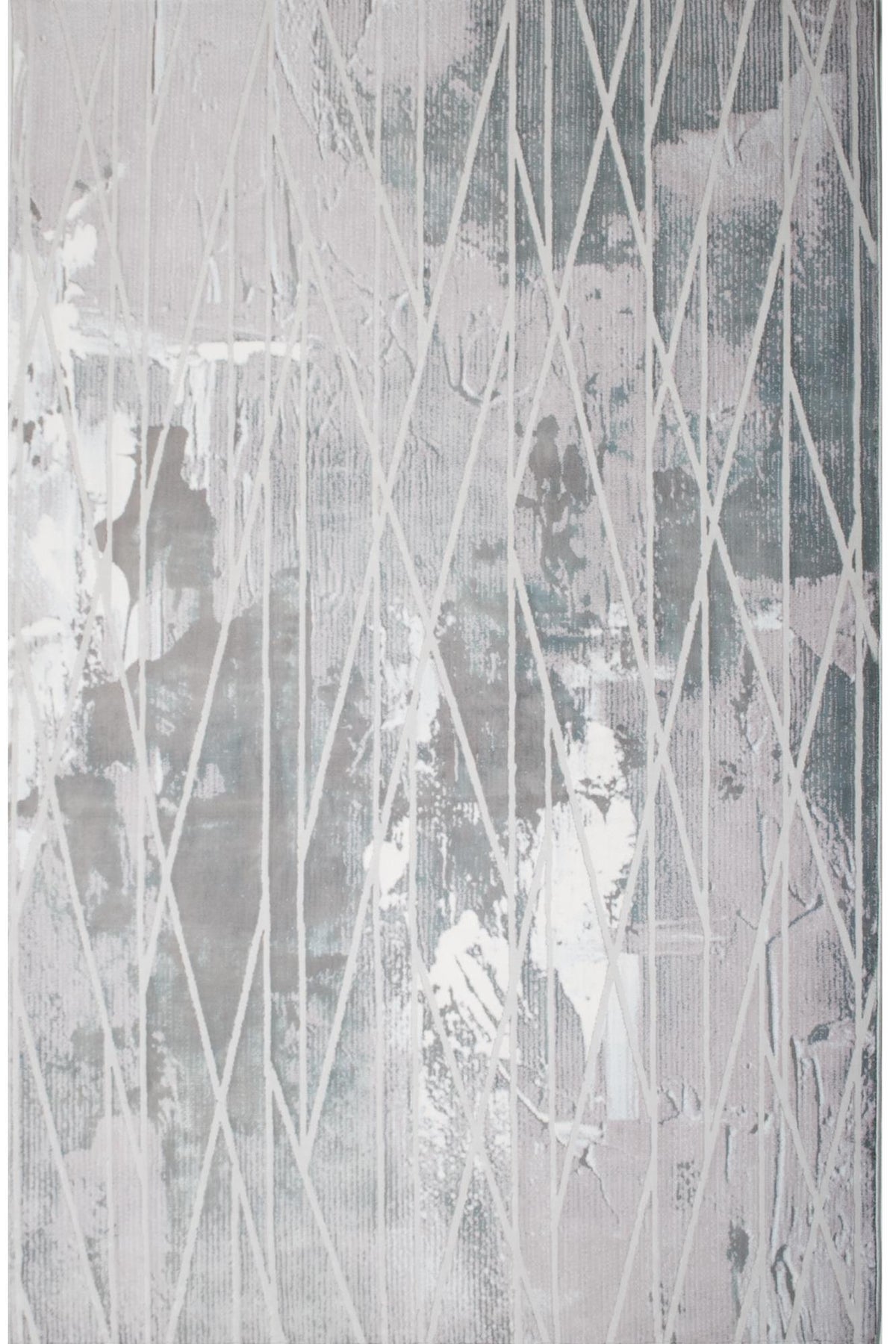 Novus Abstract Contemporary Grey and Blue Indoor Rug