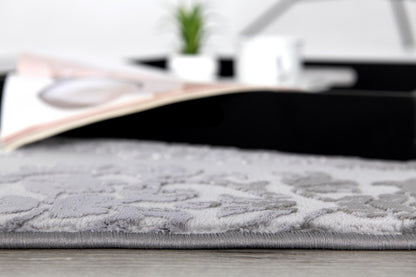 Ravenna Distressed Damask Transitional Grey and Beige Indoor Rug-11