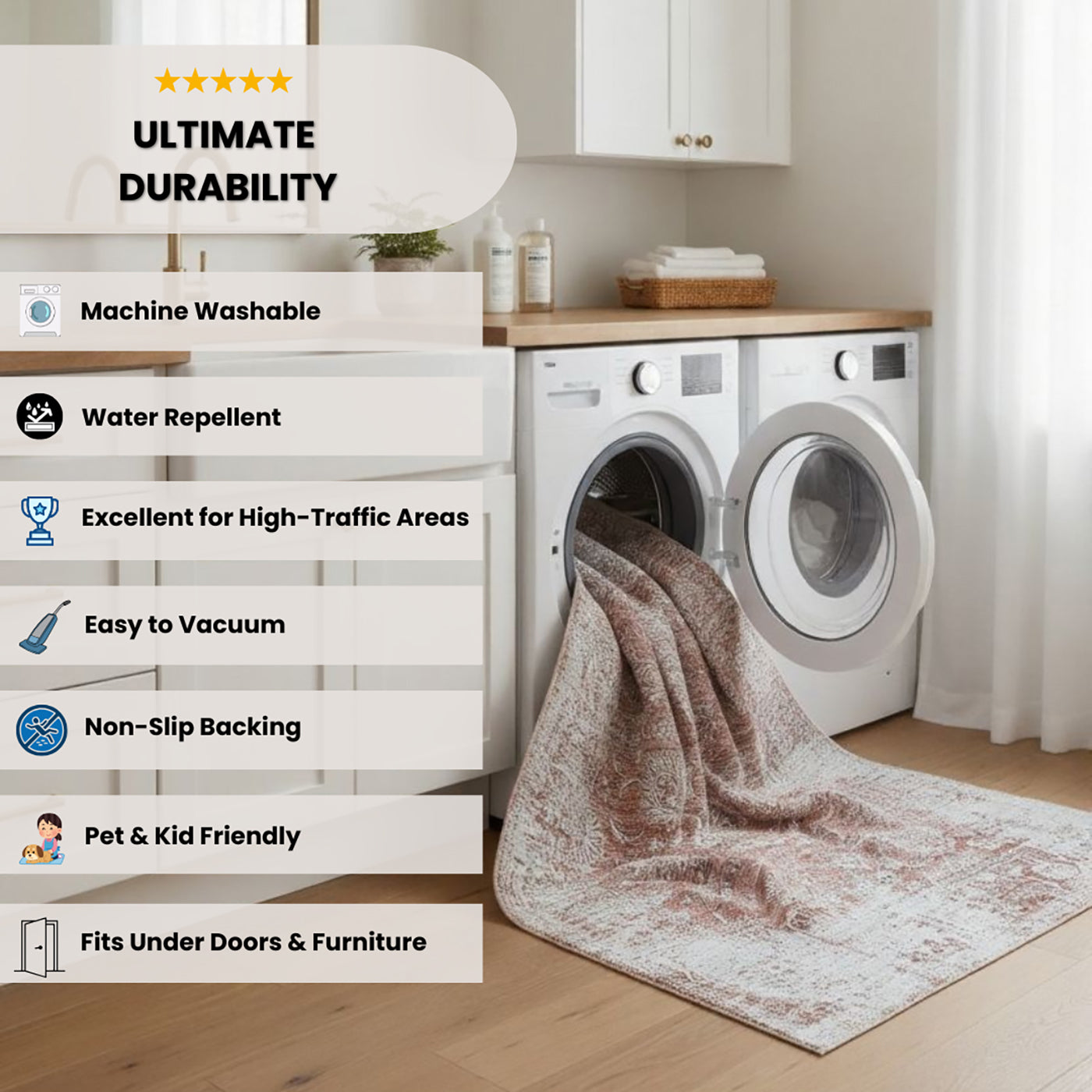 Tapis bleu transitionnel persan Emir