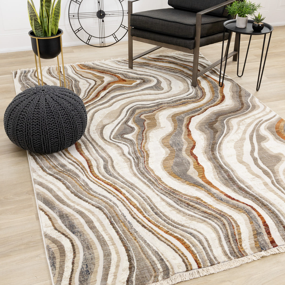 Alfombra contemporánea orgánica color crema