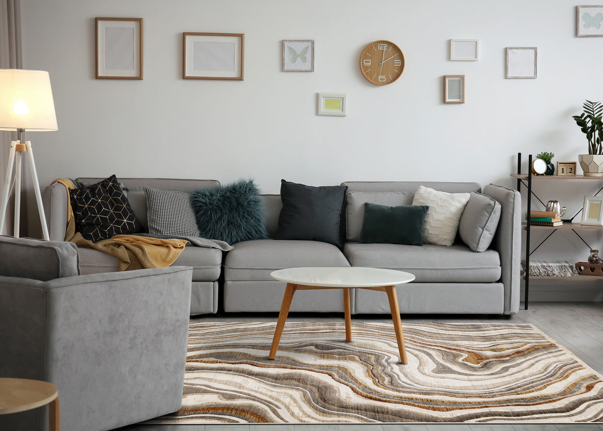 Contemporary Organic Cream Area Rug