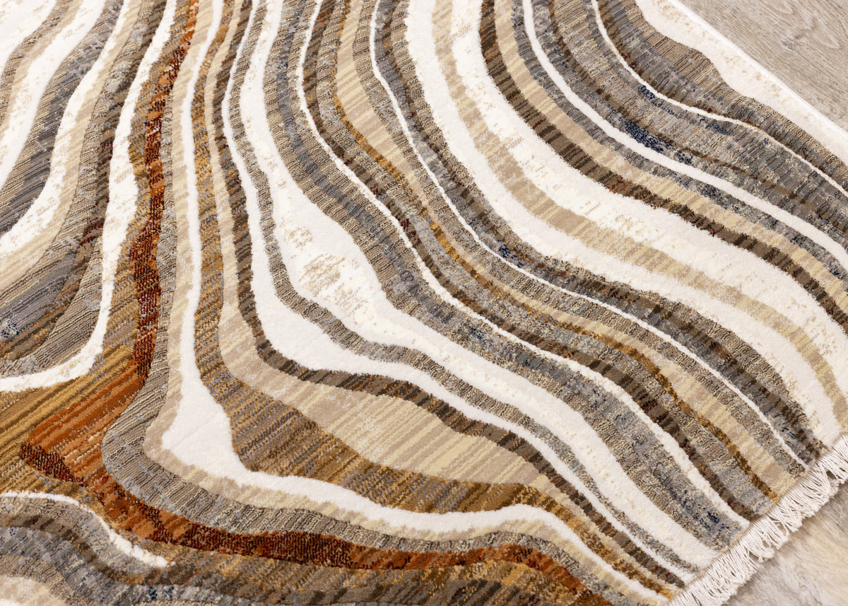 Contemporary Organic Cream Area Rug